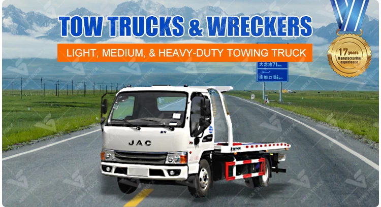 JAC 4x2 Light Flatbed Tow Truck for Sedan and SUV Recovery