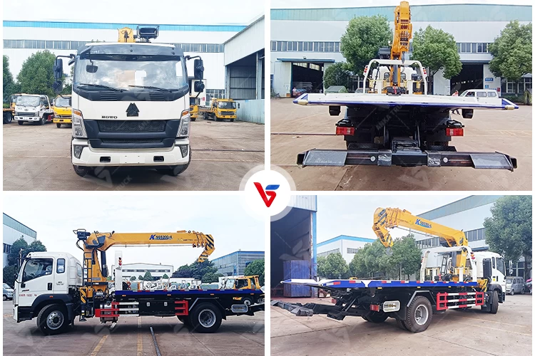HOWO 4x2 Flatbed Wrecker Truck with 5-Ton Crane for Heavy Recovery