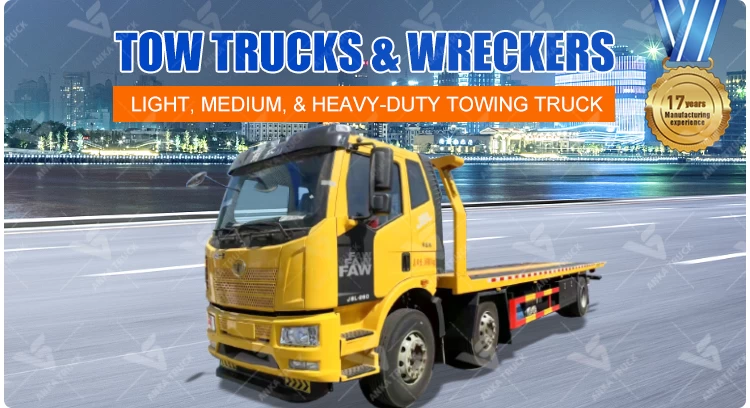 FAW 6x2 15-Ton Heavy Flatbed Wrecker Truck for Bus Recovery
