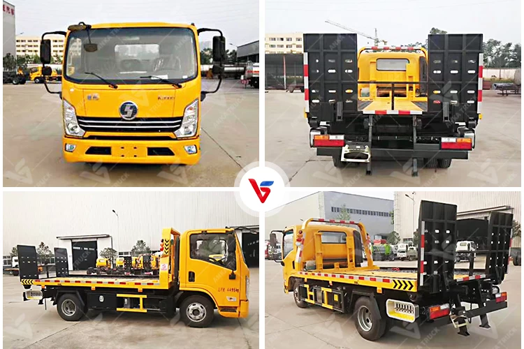 SHACMAN 4x2 Light Flatbed Wrecker Truck with Loading Ramps