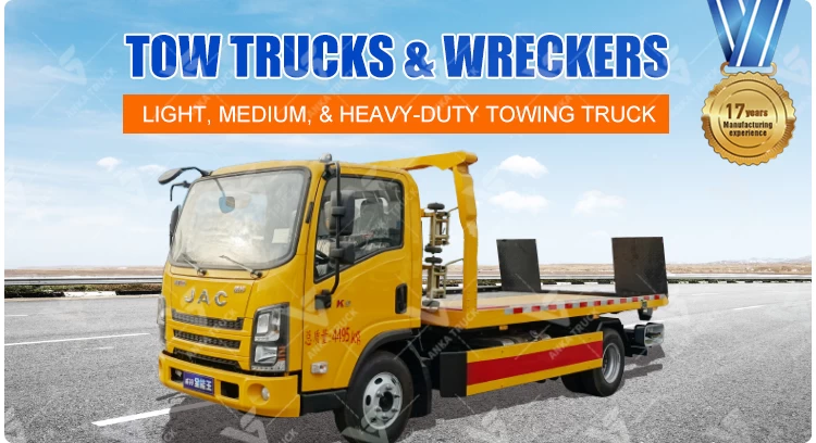 JAC 4x2 3-Ton Light Flatbed Wrecker Truck for City Car Towing