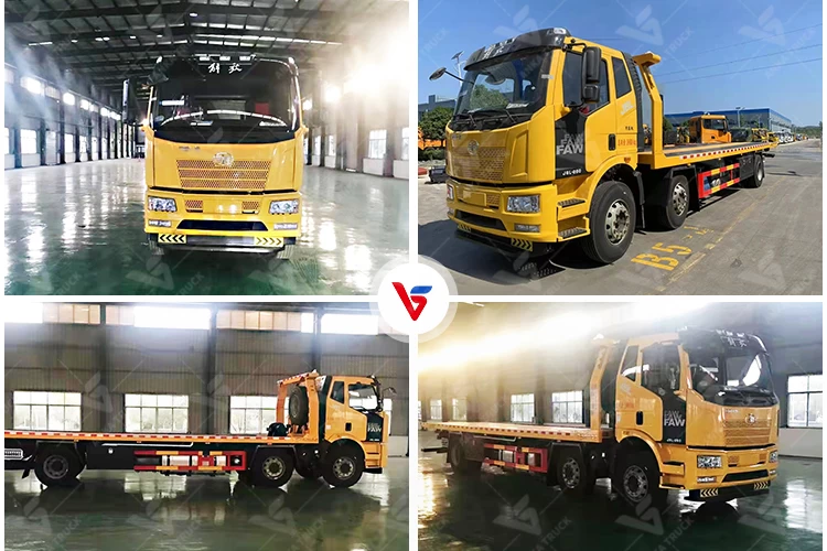 FAW 6x2 15-Ton Heavy Flatbed Wrecker Truck for Bus Recovery