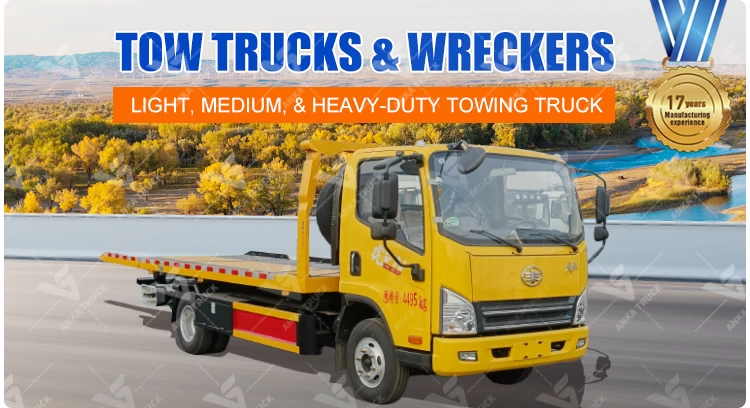 FAW 4x2 18ft Flatbed Tow Truck for Auto Recovery