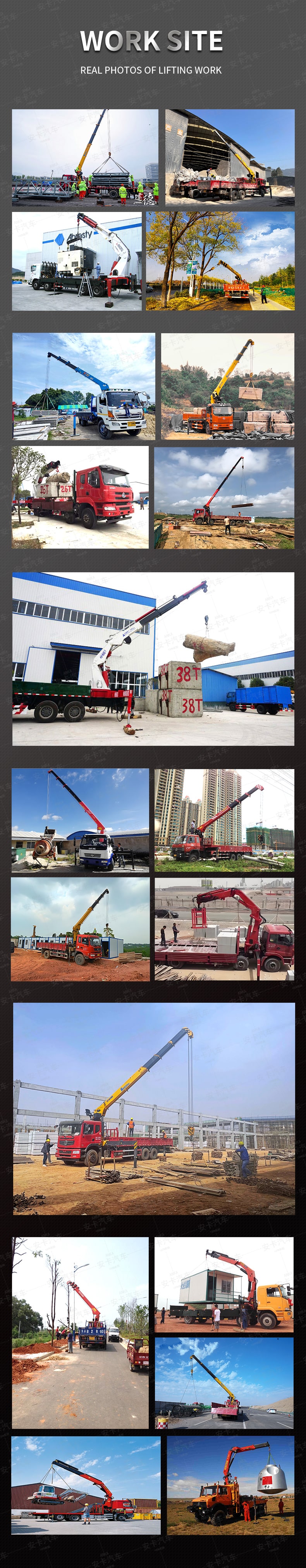  HOWO 4X2 5 Ton Hydraulic Telescopic Boom Truck Mounted Crane Work Shot