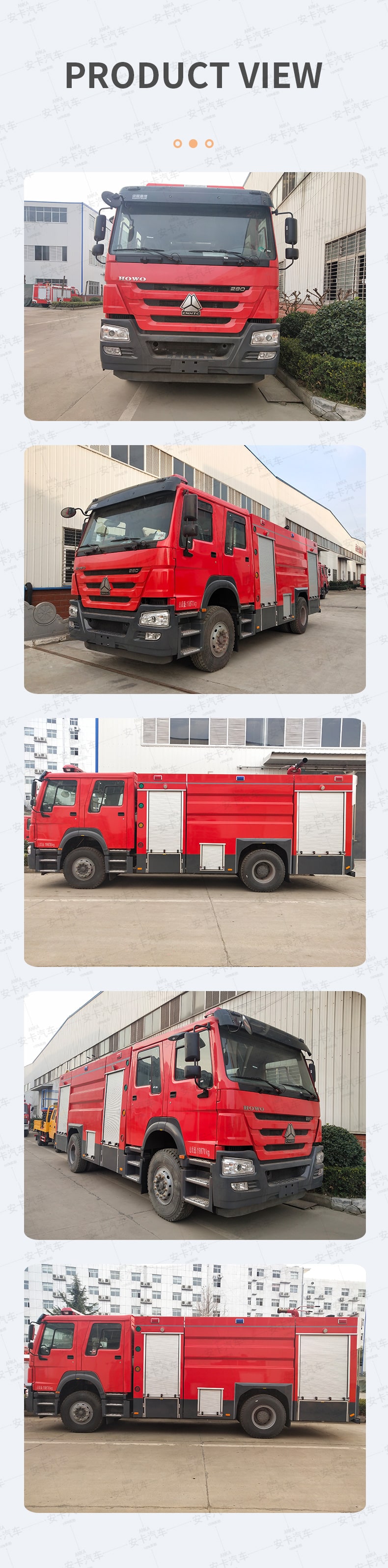  Howo 4 x2 8000L Water Tank Fire Truck for Sale Product  Pictures