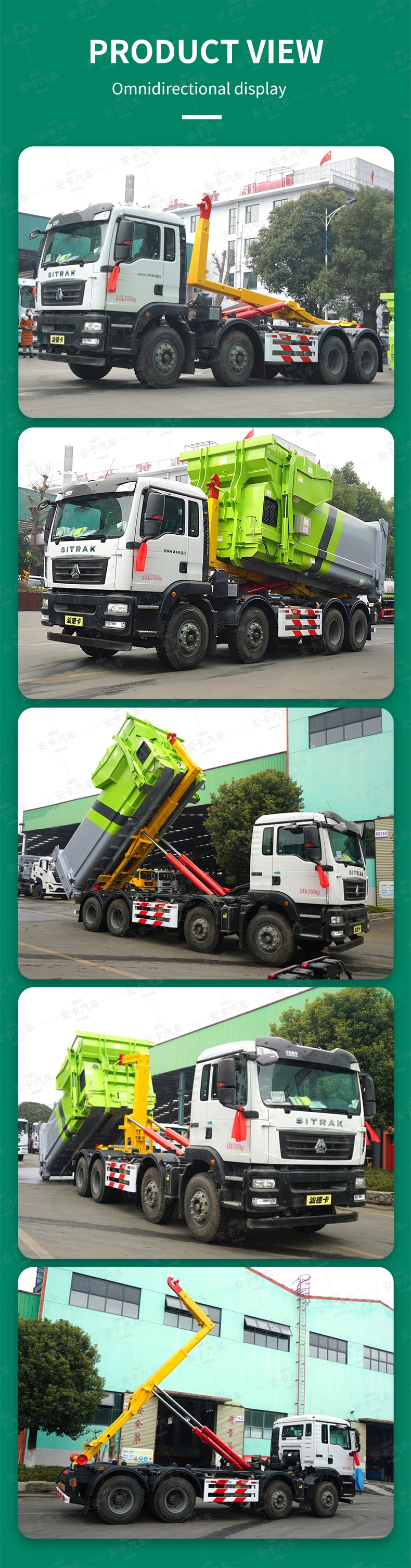  Sinotruck 31Ton Hook Lift Container Garbage Truck for Sale Product  Pictures