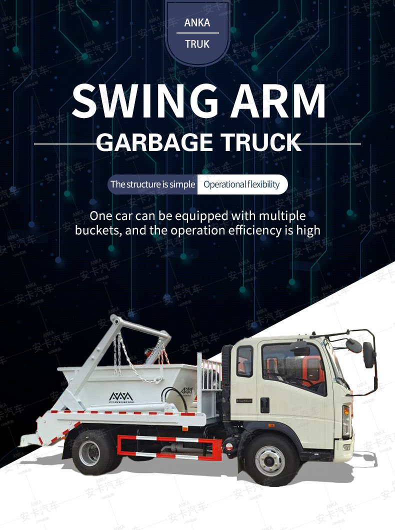  Sinotruk HOWO 4X2 5CBM Swing Arm Garbage Truck Rear Loader Detailed Diagram