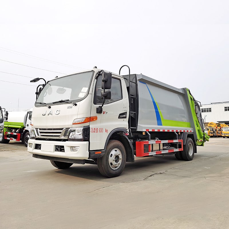 JAC 8m3 4*2 compressed garbage truck for garbage collect Oblique front view