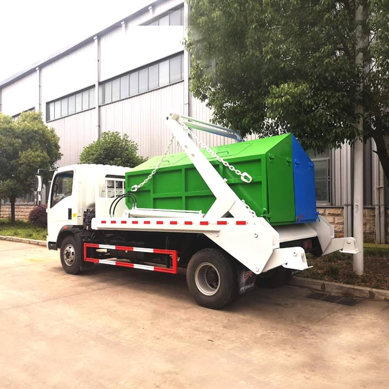 Howo 4 cubic meter swing arm garbage truck for sale Oblique Back Plot
