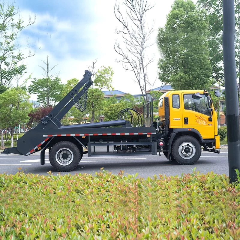 Sinotruk 7CBM skip loader swing arm waste garbage truck Front Side View