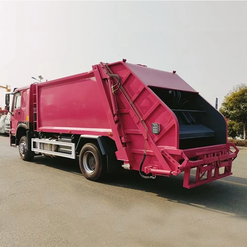 Sinotruck 14 CBM 4 x 2 Compressed Rubbish Truck Price Oblique Back Plot