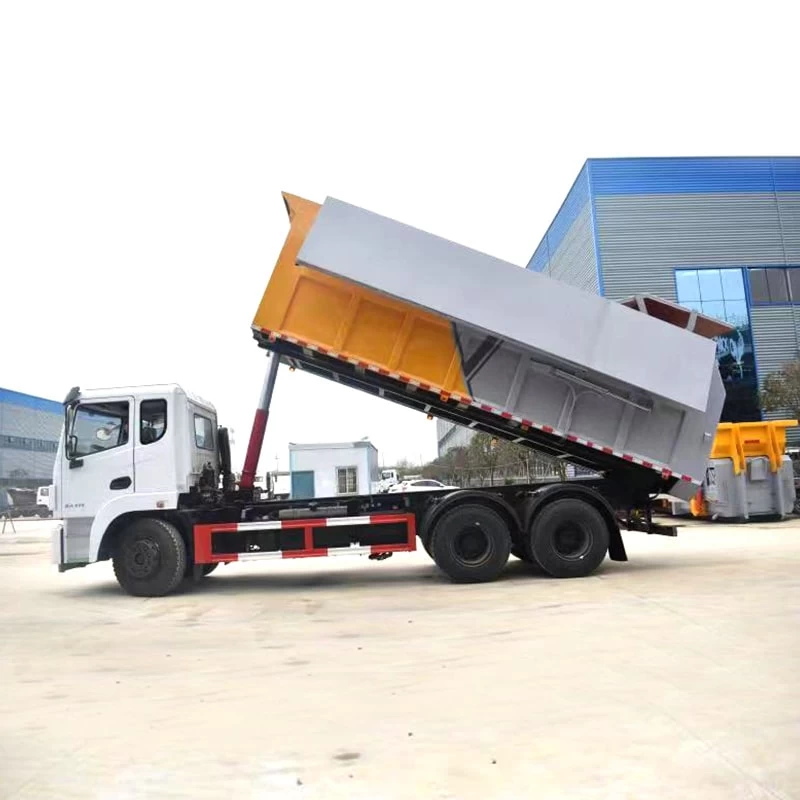 Dongfeng 6*4 docking refuse collector garbage truck Front Side View
