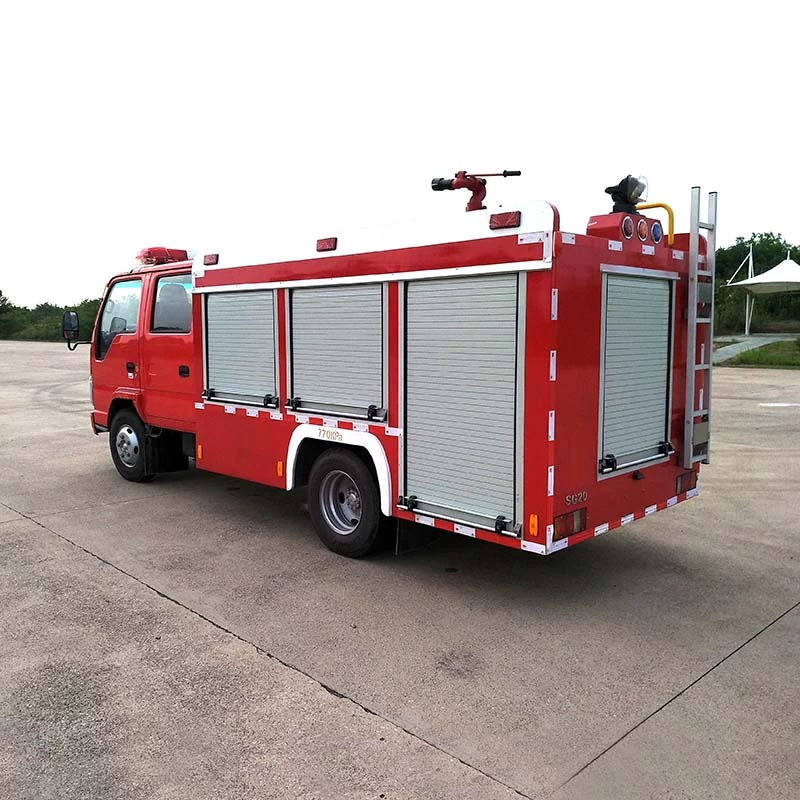 Isuzu 2000 Liters Water Foam Fire Fighting Truck Oblique Back Plot