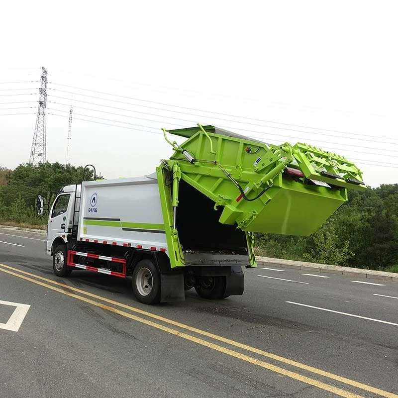Dongfeng 5Ton 8cbm Compression Garbage Truck Oblique Back Plot