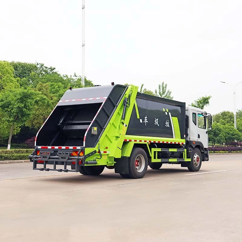 Dongfeng 4*2 12cbm compression garbage truck Oblique Back Plot