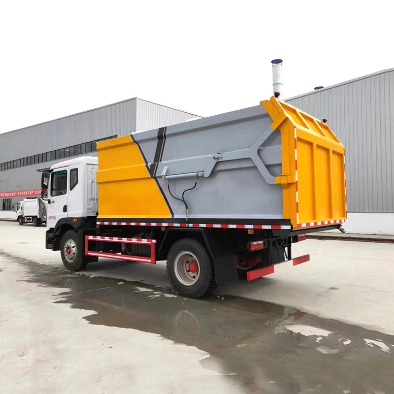 Dongfeng 4*2 Q345 carbon steel hydraulic garbage truck Oblique Back Plot