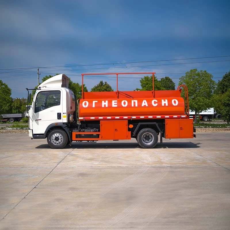 Howo 5CBM Mobile Refueling Tank Truck Front Side View