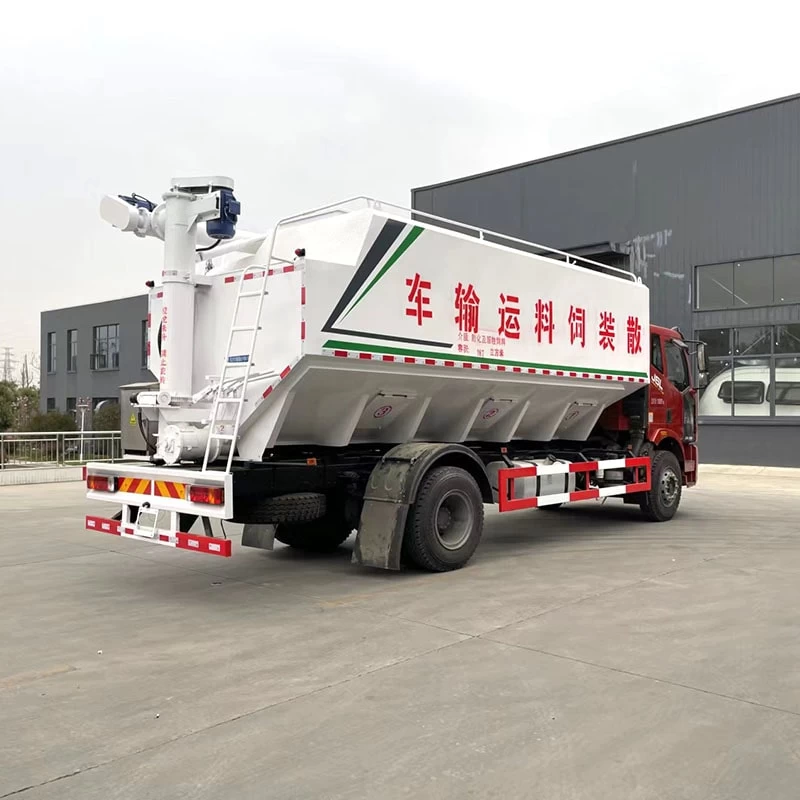 FAW high quality 10 ton self-unloading Bulk Feed Truck Oblique Back Plot 