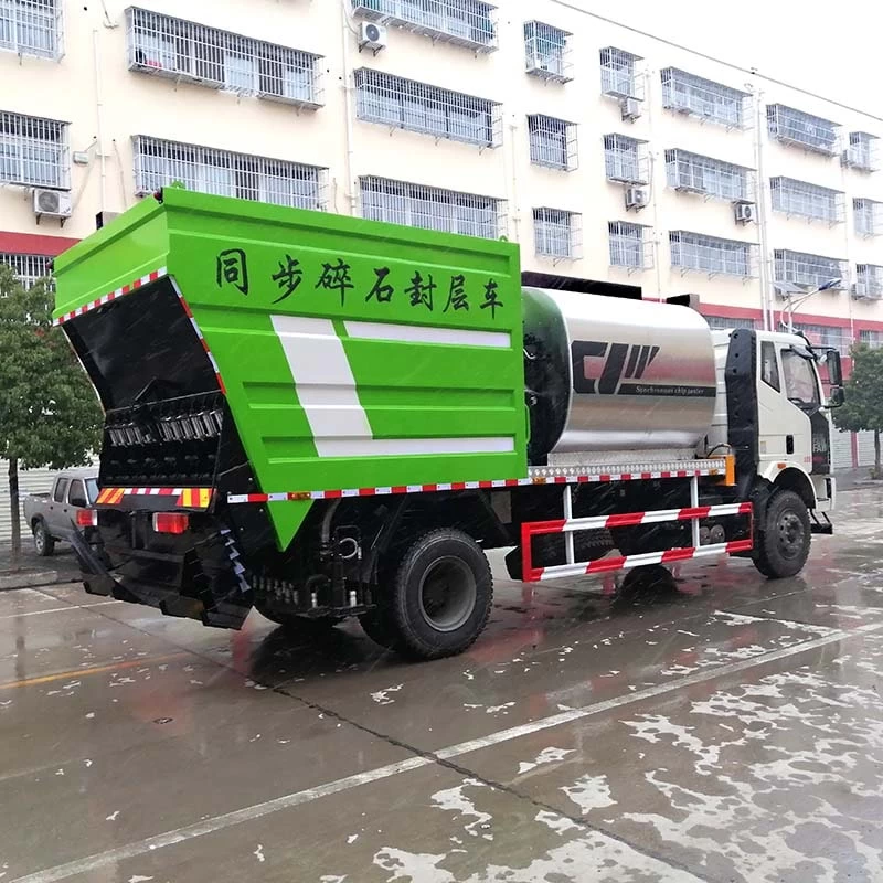 Faw 4x2 bitumen gravel synchronous spreader truck Oblique Back Plot