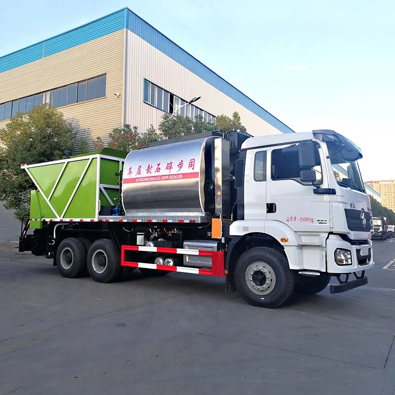 SHACMAN 6x4 Gravel Asphalt Synchronous Chip Sealer Truck Oblique Front View