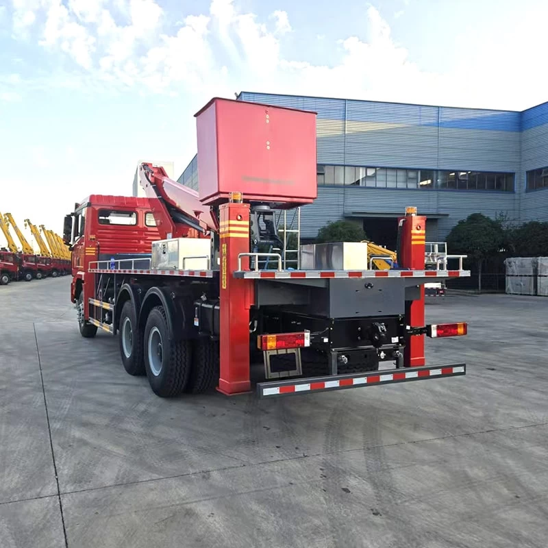 Shacman 24m Hydraulic Telescopic Boom Arm Aerial Lift Truck Oblique Back Plot
