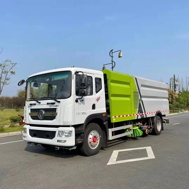 Dongfeng cheap price 4*2 6 wheels road sweeper truck Oblique front view