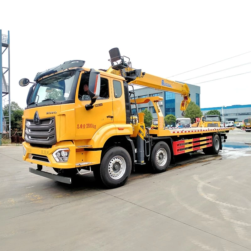 Howo 6x2 12 Tons Wrecker Tow Truck Flatbed Platform Oblique Front View
