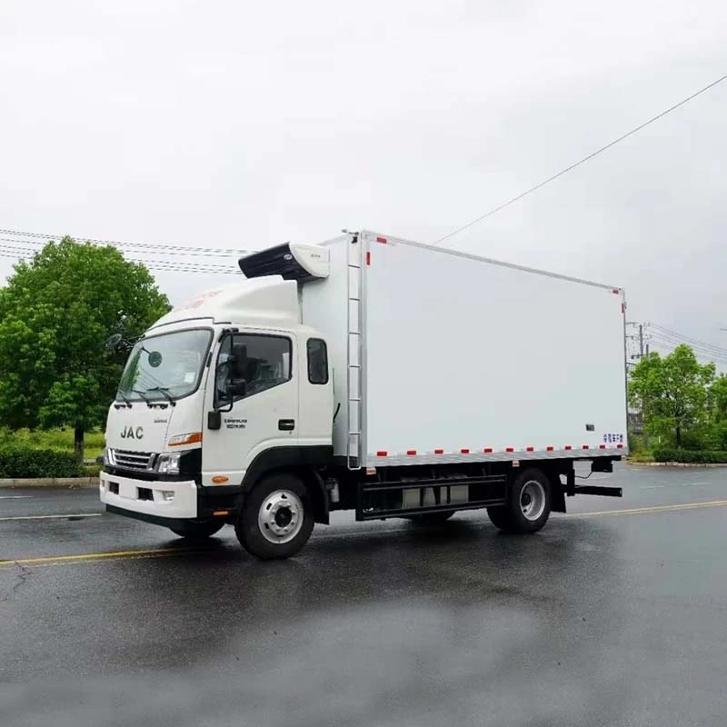 Jac 4x2 5 Ton Refrigerator Cooling Van Refrigerated Truck Oblique Front View
