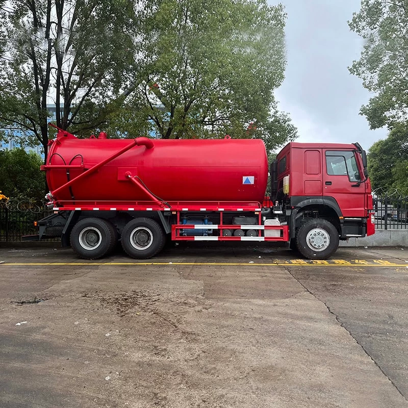 HOWO 22 cubic drainage jetting vacuum sewage suction truckFront Side View