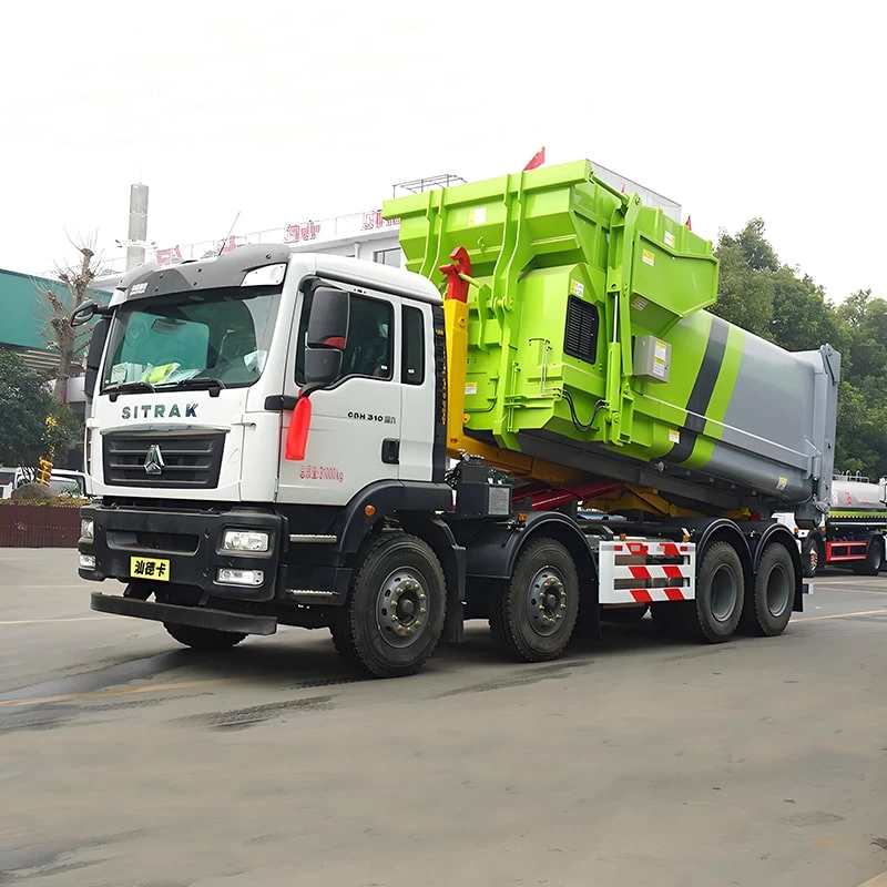Sinotruck 31Ton Hook Lift Container Garbage Truck for Sale
Oblique Front View