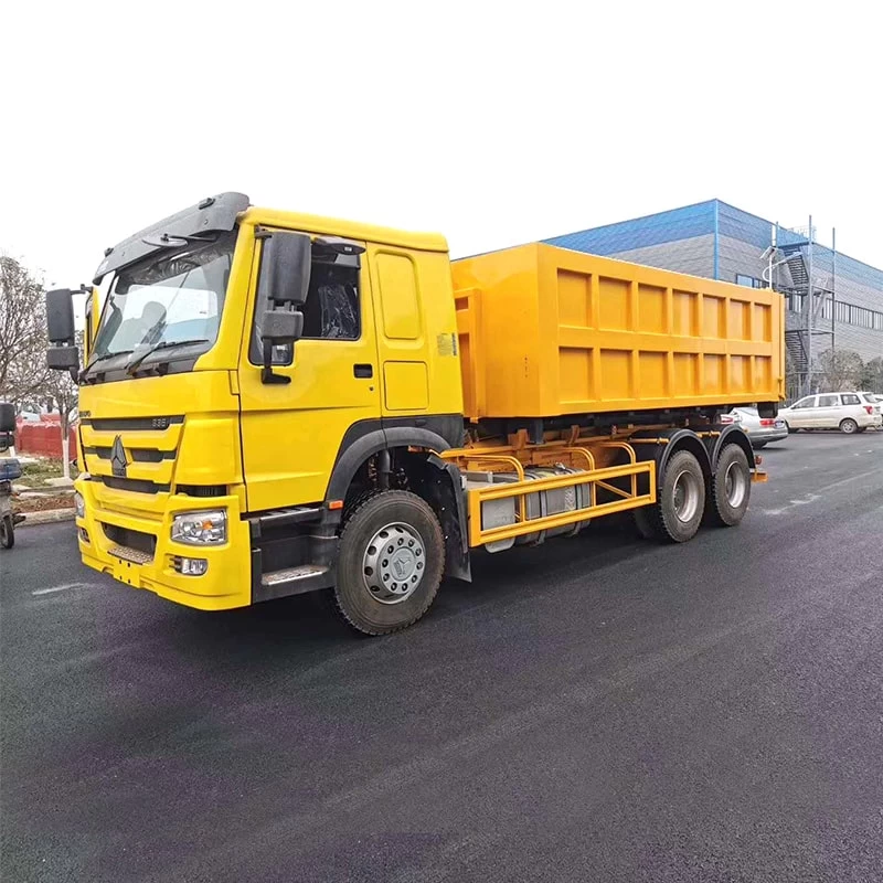 New or Used Howo 6x4  25 Ton Roll Off Refuse Collector Truck Oblique Front View
