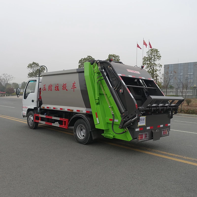 Isuzu 4*2 3 ton waste collection garbage truck Front side view Oblique back plot