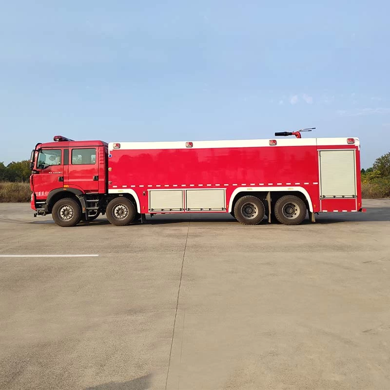HOWO 8x4 25ton Water Foam Powder Fire Fighting Truck Front Side View