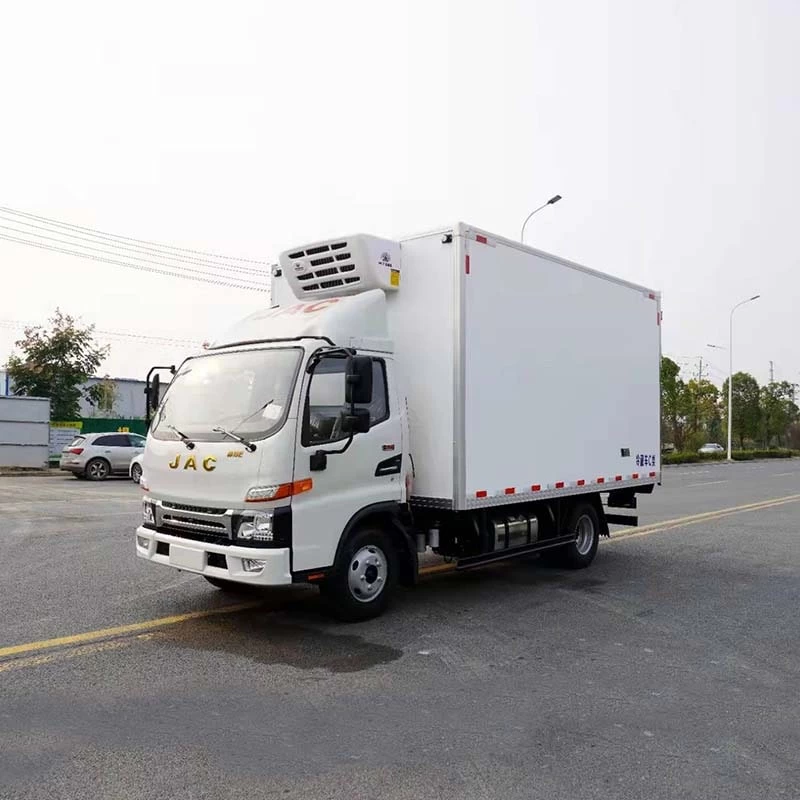 Jac 4x2 refrigerator freezer truck refrigerated truck Oblique Front View 