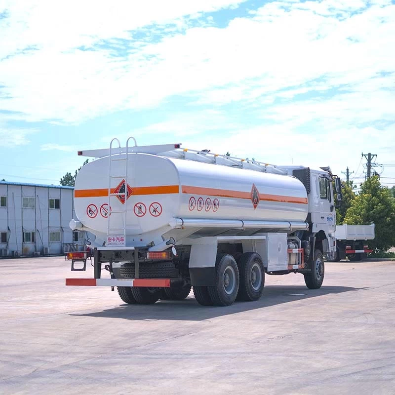 Shacman 6x6 25000 liters fuel oil truck tanker Oblique Back Plot