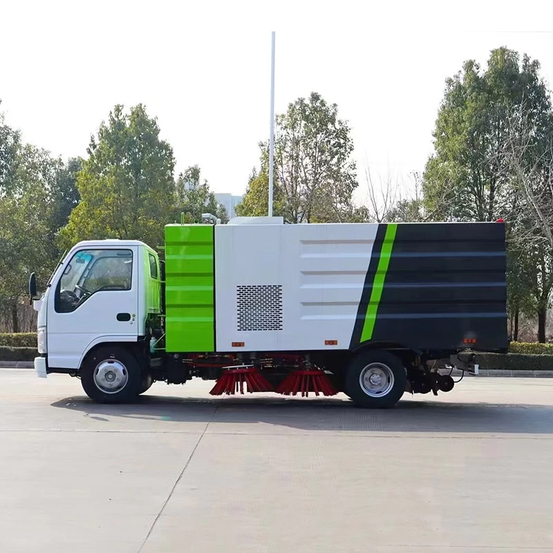 ISUZU 5000Liters Vacuum Road Sweeper Cleaning Truck Front Side View