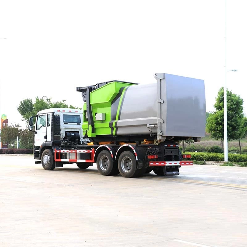 HOWO 16m3 6*4 Hydraulic Hook-lift hoist garbage truck Oblique Back Plot