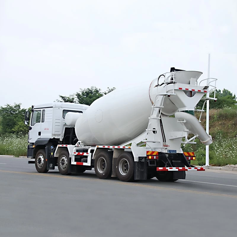 SHACMAN 8*4 8cbm full power take-off cement mixer truck Oblique Back Plot