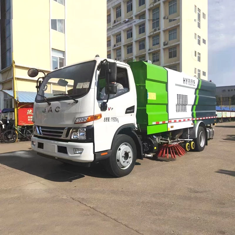 JAC 4*2 4 cbm stainless steel street road sweeper truck Oblique Front View