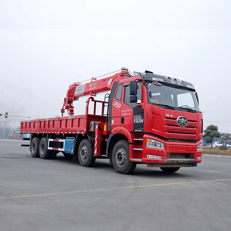 FAW 8*4 21 meter boom telescopic truck mounted crane Oblique Front View