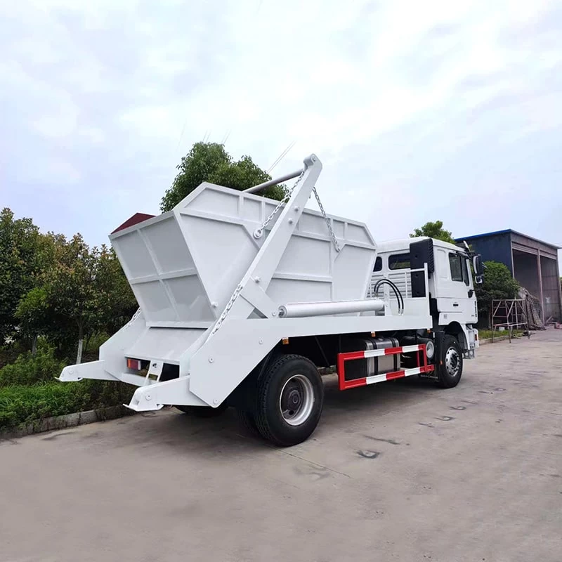 Shacman 4x2 10 Ton 15 Ton  Swing Arm Garbage Truck Oblique Back Plot