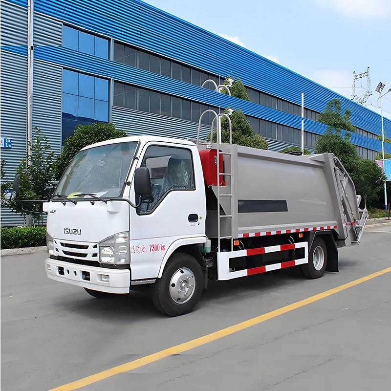 New or Used ISUZU 5CBM Compactor Garbage Truck for Sale Oblique Front View
