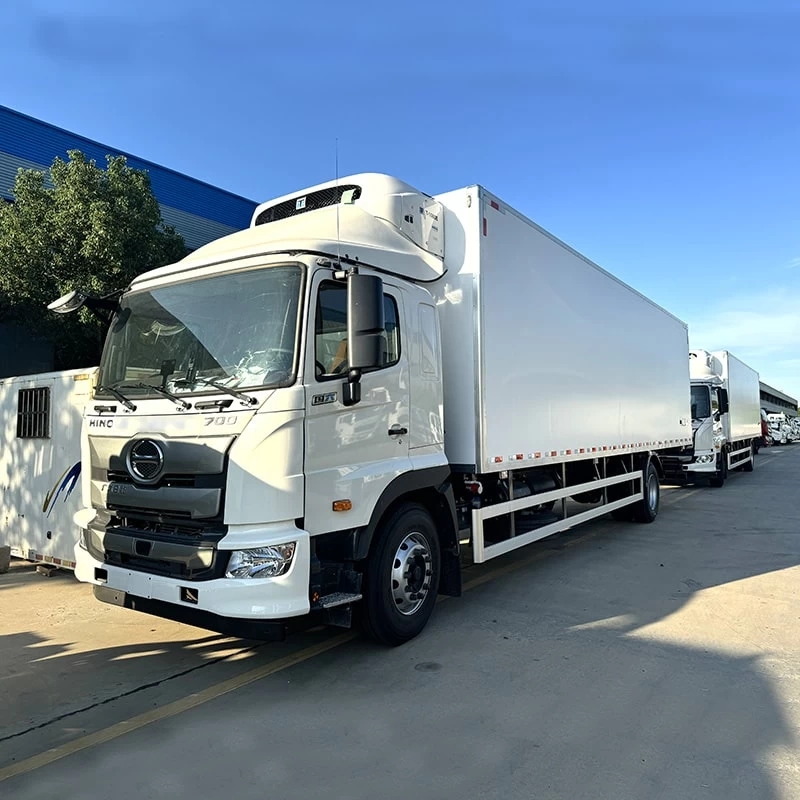 Japan Hino 10 Ton 12 Ton Freezer Regrigerated Truck for Sale Oblique Front View
