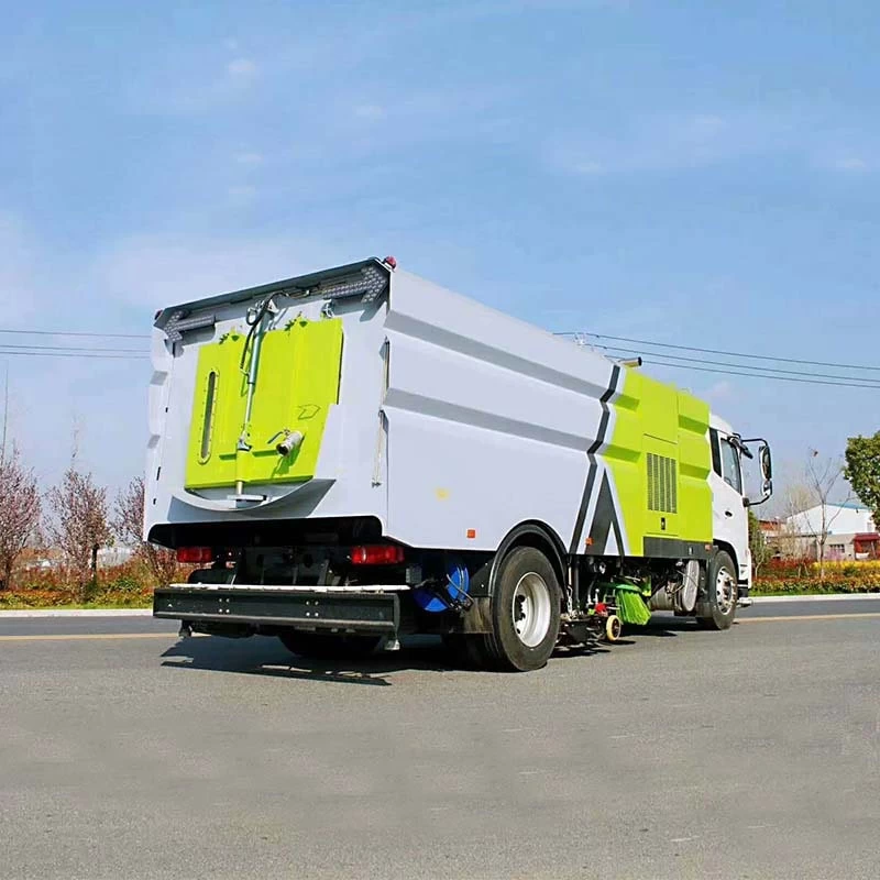 Dongfeng 4x2 Multipurpose 18 ton road sweeper truck Oblique back plot