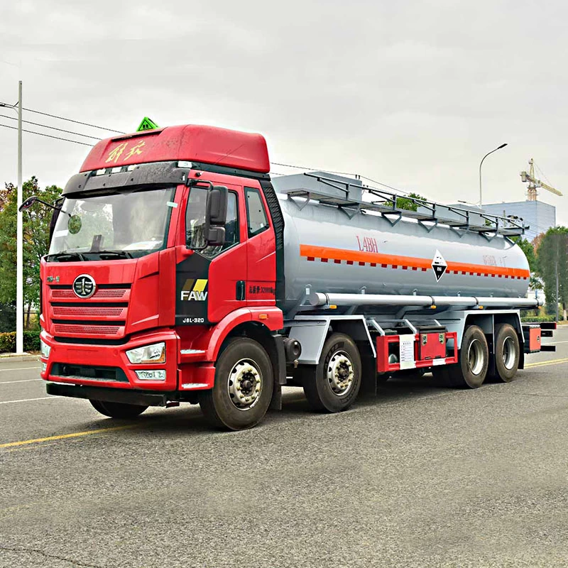 FAW 8*4 20 ton H2SO4 Acid Tank Trailer Sulfuric for sale Oblique Front View
