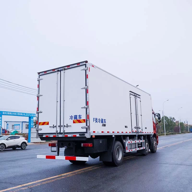 Faw 45m3 15 ton refrigerated van truck for meat Transport Oblique Back Plot 
