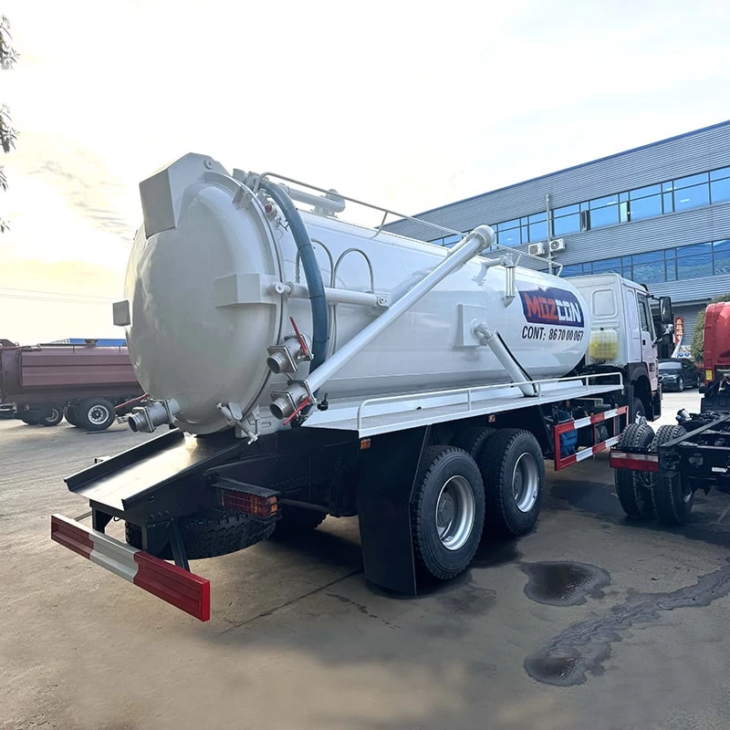 HOWO 20 cubic jetting vaccum sewage suction tanker trucks Oblique Back Plot
 