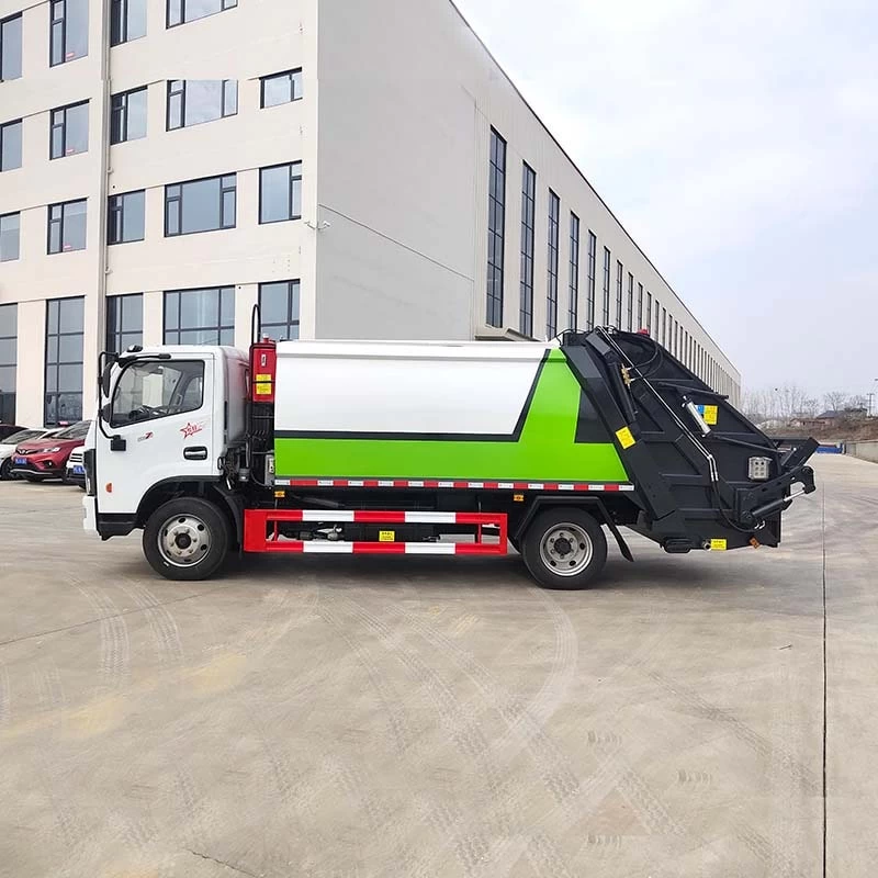 Dongfeng 6ton 9cbm Compressed Garbage Truck Front Side View