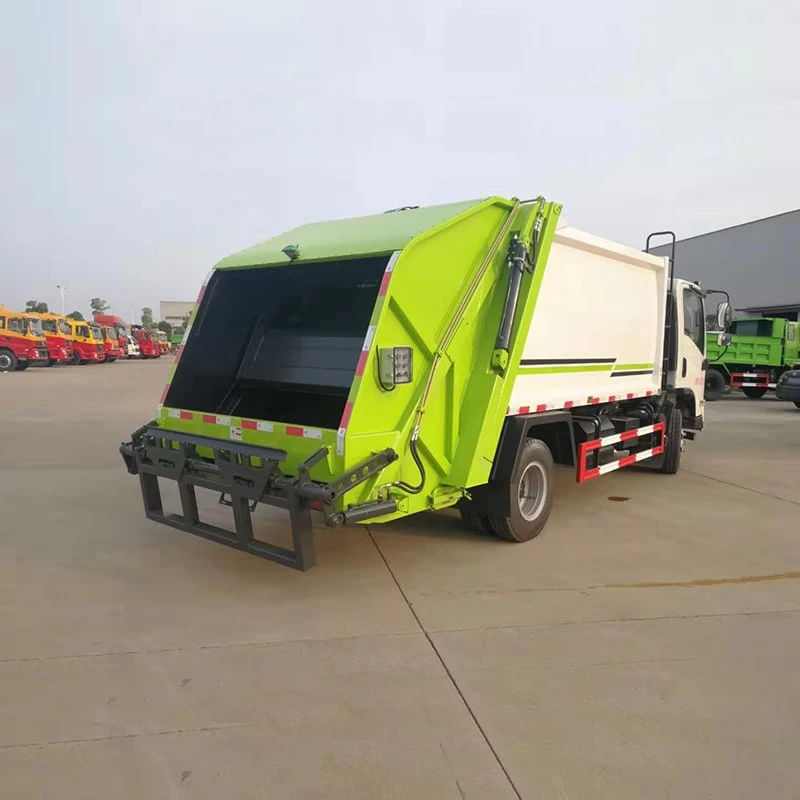 SHACMAN 7 cbm sanitation compressed garbage truck Oblique Back Plot 
