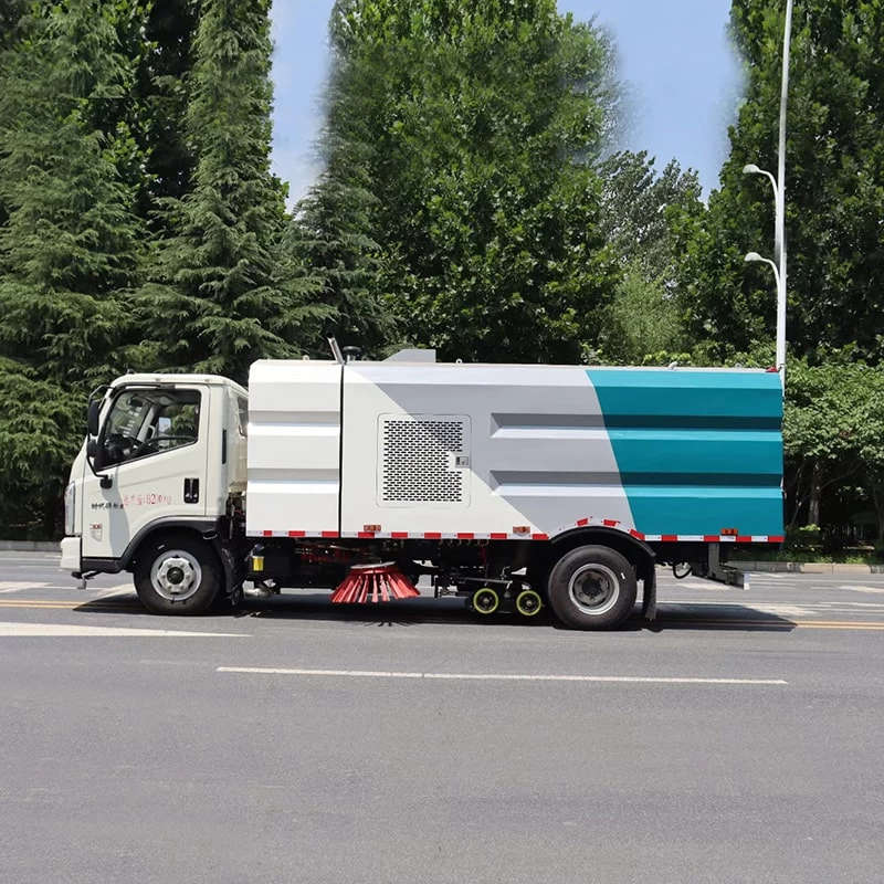 Foton 4m3 high pressure road brushing sweeper truck Front Side View
